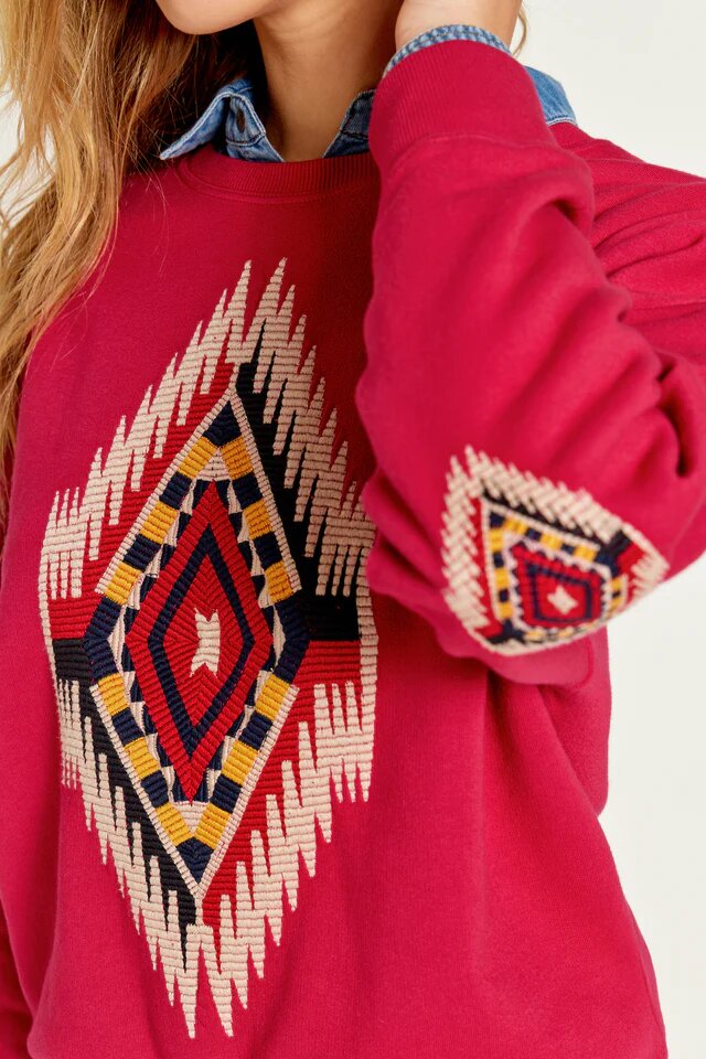 Five Jeans Sweatshirt SWH2324 Aztec raspberry - Sub Couture