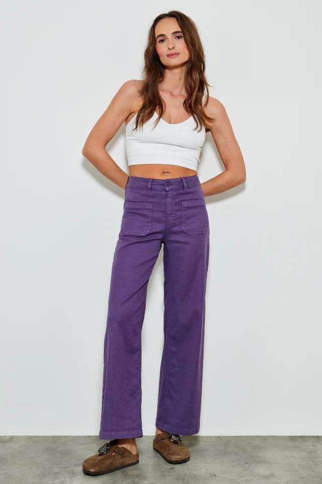 Five Jeans Trousers LUCIA Wide Leg in Purple - Sub Couture