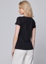 Majestic Filatures FTS164 V Neck Linen T-Shirt S24 Black - Sub Couture
