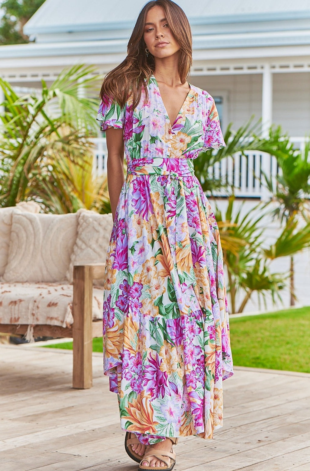 Jaase TAURAS Maxi Dress Honolulu Print Magenta - Sub Couture