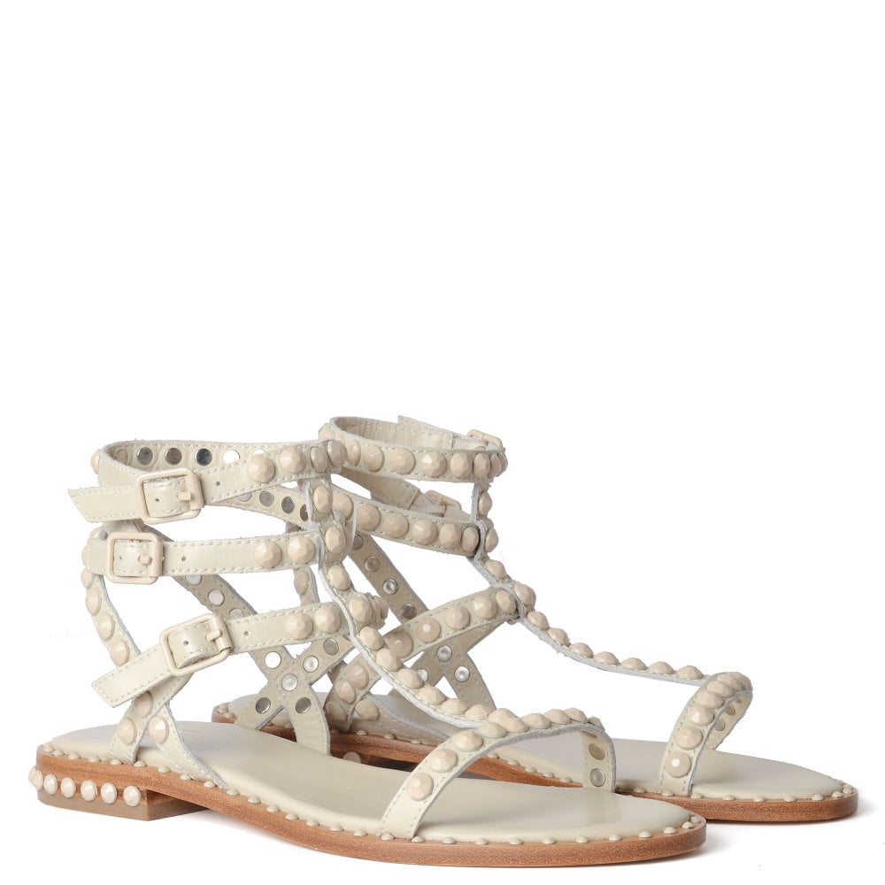 Ash PLAYBIS Studded Leather Sandal Talc - Sub Couture