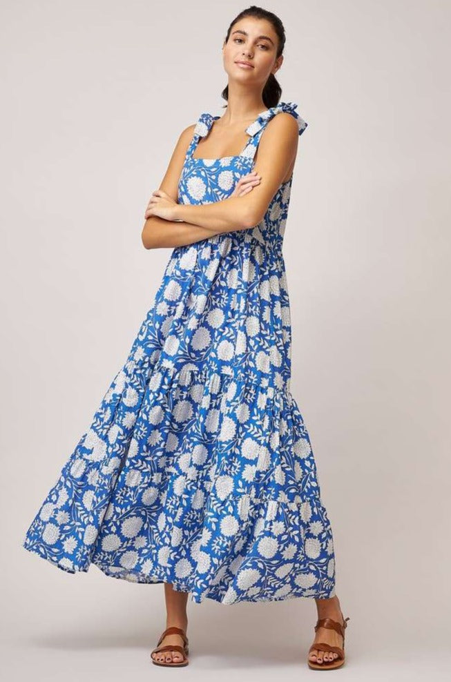 Dream Fashions CAPRI Tie Strap Tiered Maxi Dress Blue - Sub Couture