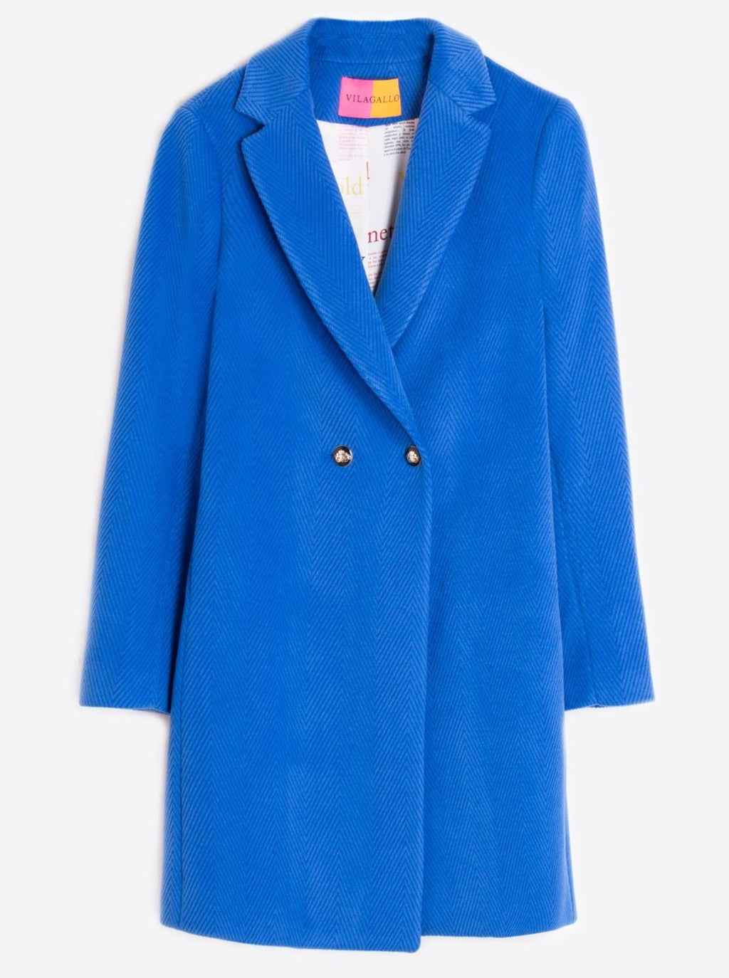 Vilagallo Mid Coat ABEL Herringbone Blue - Sub Couture