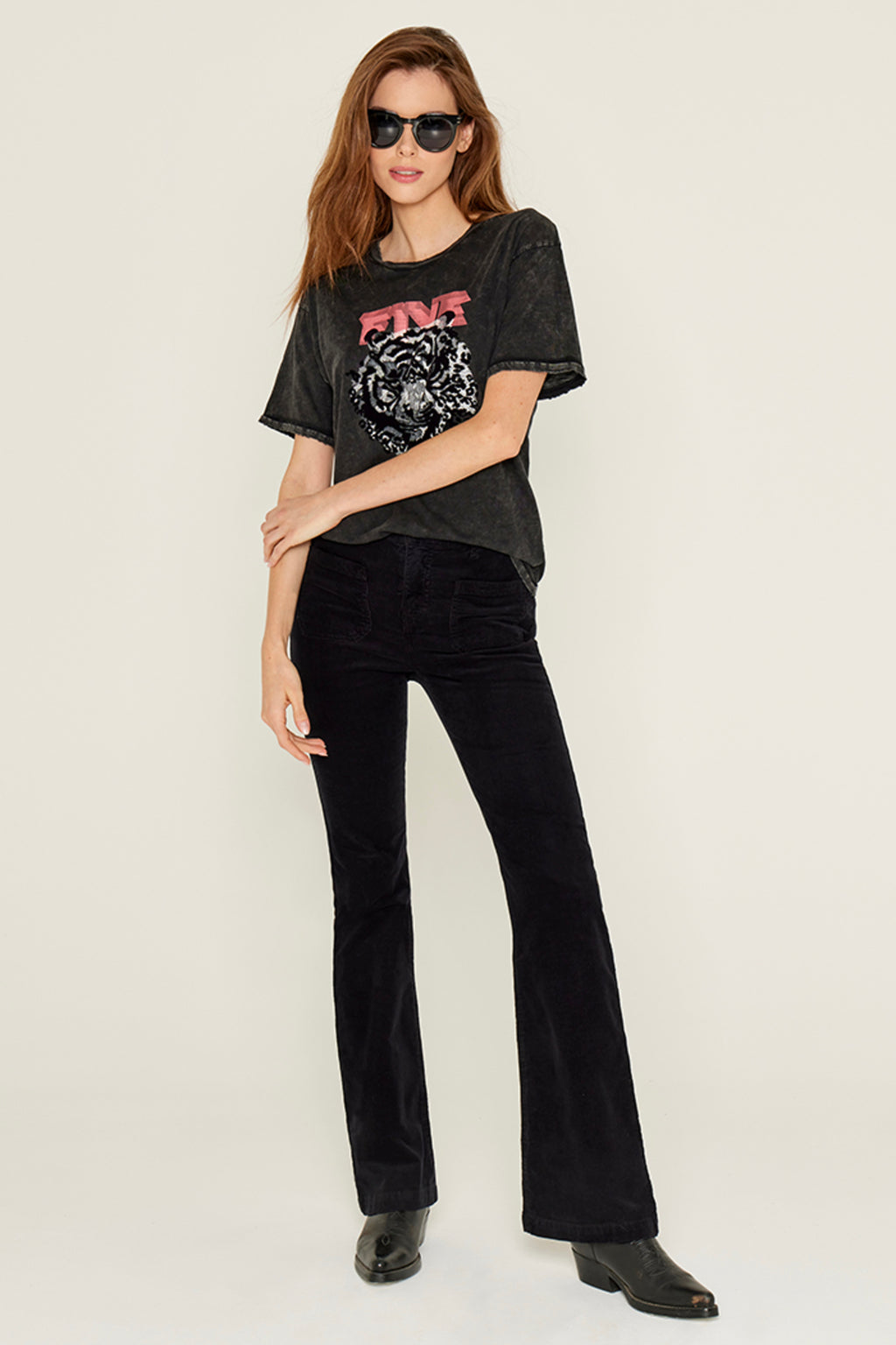 Five Jeans Bootleg LUNA Pin Cord Black. - Sub Couture