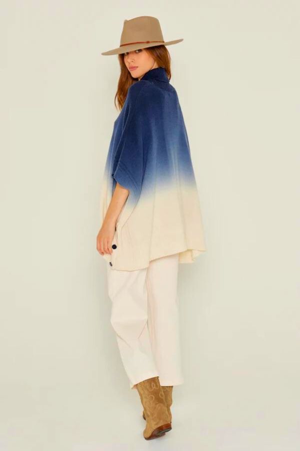 Five Jeans Poncho PW2310 Roll Neck Dip Dye Navy - Sub Couture
