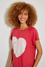 Five Jeans T-Shirt 2429 HEART Cotton Cherry - Sub Couture