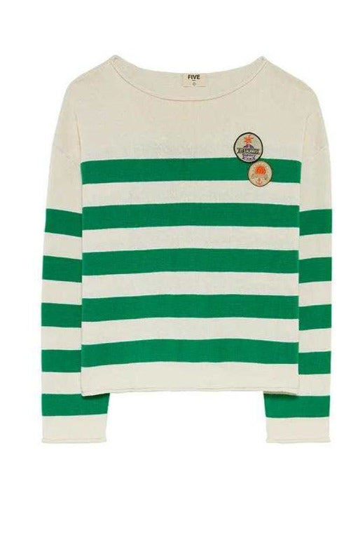 Five Jeans Green Strip Sweater POE2405