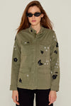 Five Jeans Jacket BRENDA Floral Embroidered Khaki - Sub Couture