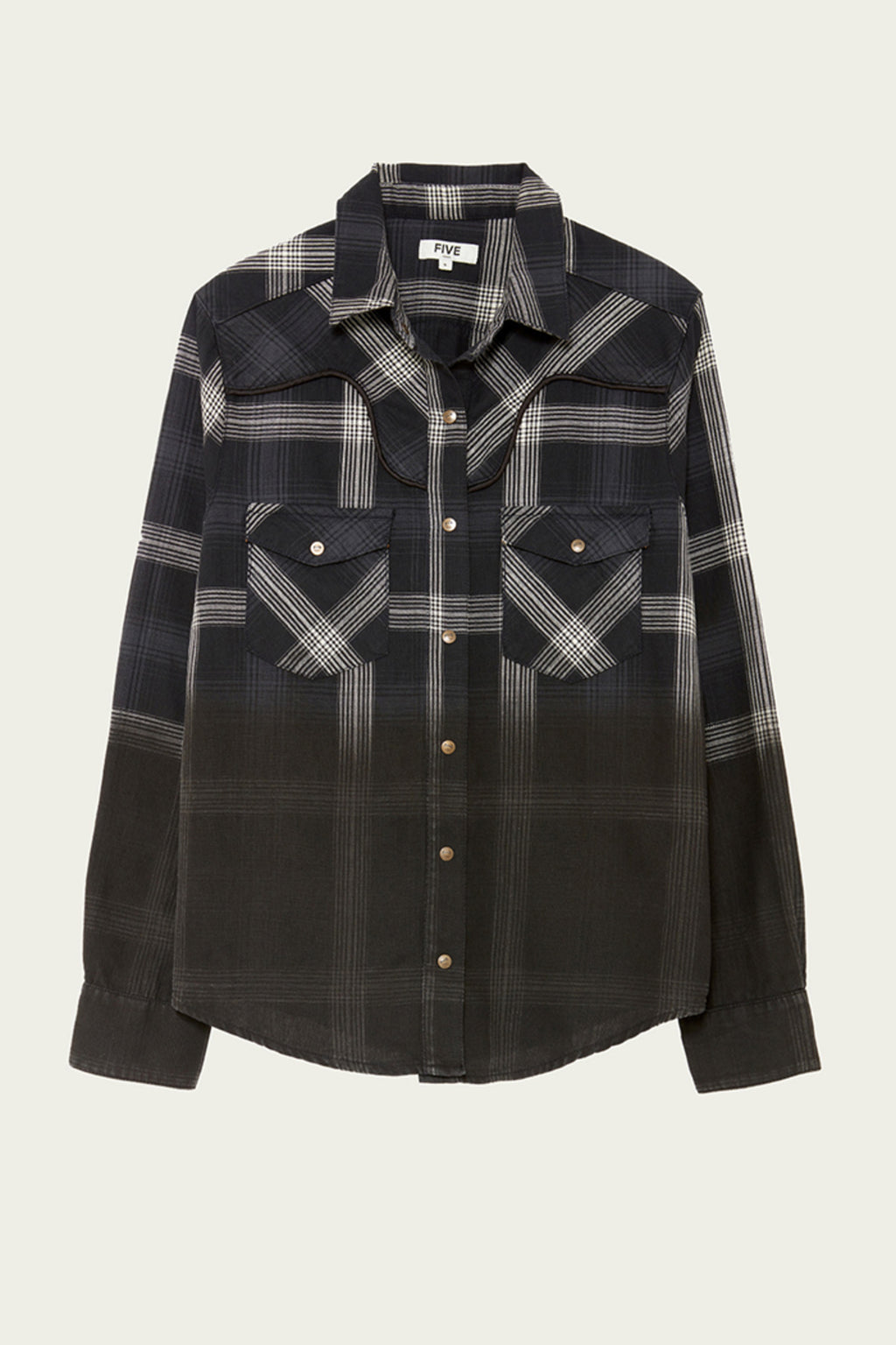 Five Jeans Shirt COME Plaid Check Dip Dyed Navy. - Sub Couture