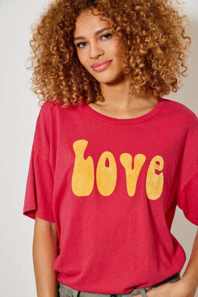 Five Jeans Tee TSE2415 LOVE Round Neck Cherry & Yellow - Sub Couture