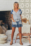 Jaase TRAVELLER Playsuit Santorini Print White & Blue - Sub Couture