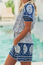 Jaase TRAVELLER Playsuit Santorini Print White & Blue - Sub Couture