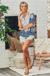 Jaase MOLLY Top Santorini Print White & Blue - Sub Couture