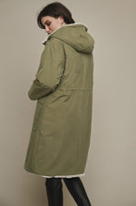 Rino & Pelle Coat JOSIEN Long Reversible Faux Fur Hooded Ivy Green - Sub Couture