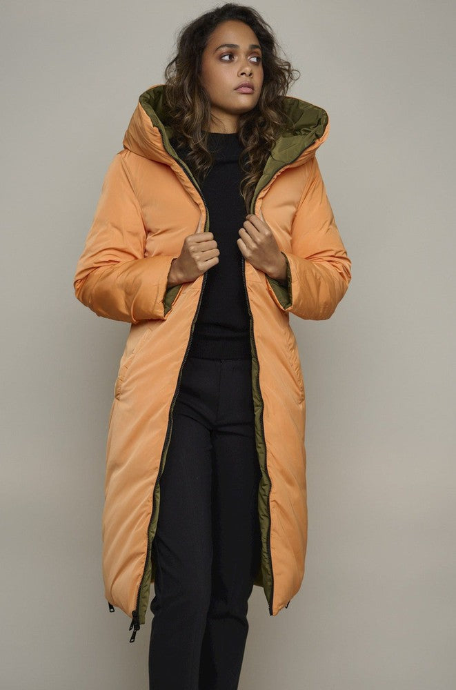 Rino & Pelle Coat KEILA AW23 Long Reversible Puffer Pine & Nectarine - Sub Couture