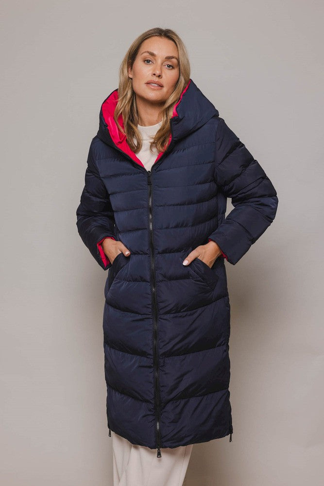 Rino & Pelle Coat KEILA W23 Long Reversible Puffer Navy & Barberry. - Sub Couture