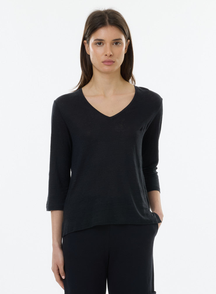 Majestic Filatures FTS598 V Neck Long Sleeve T-Shirt Black - Sub Couture