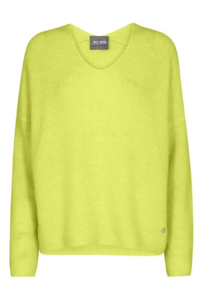 Mos Mosh Sweater THORA V-Neck Knit Love Bird Lime - Sub Couture