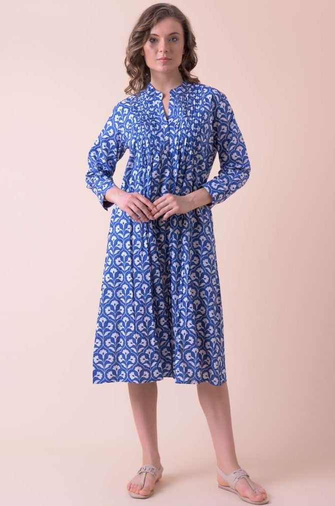 Hand Print Dream Apparel Fashion Shirt Dress PHANTOM AN808D in Blue