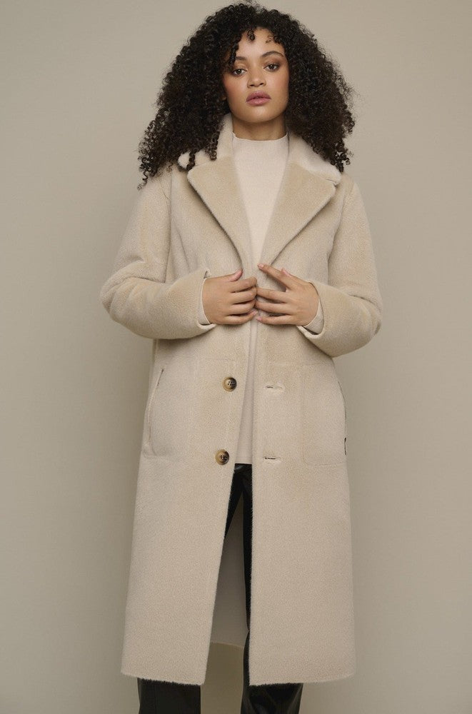 Rino & Pelle JULA Reversible Faux Leather Fur Coat Stone - Sub Couture