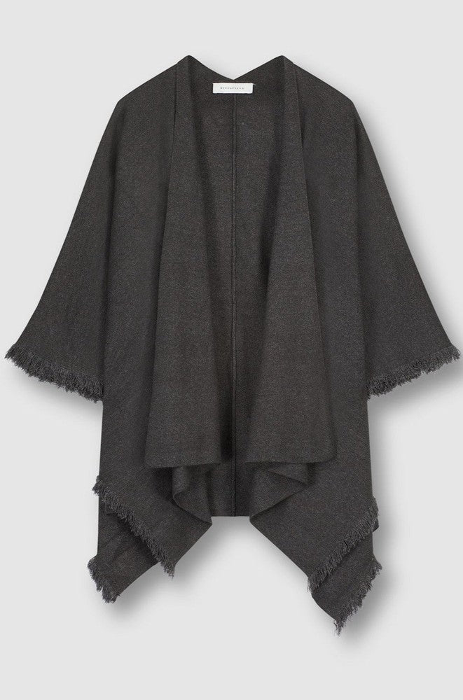 Rino & Pelle ANKE Poncho with fringes Black. - Sub Couture
