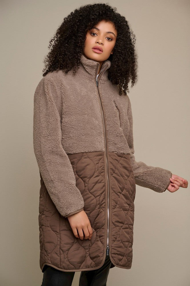 Rino & Pelle Coat JUR  Padded with Teddy Waistcoat Taupe. - Sub Couture