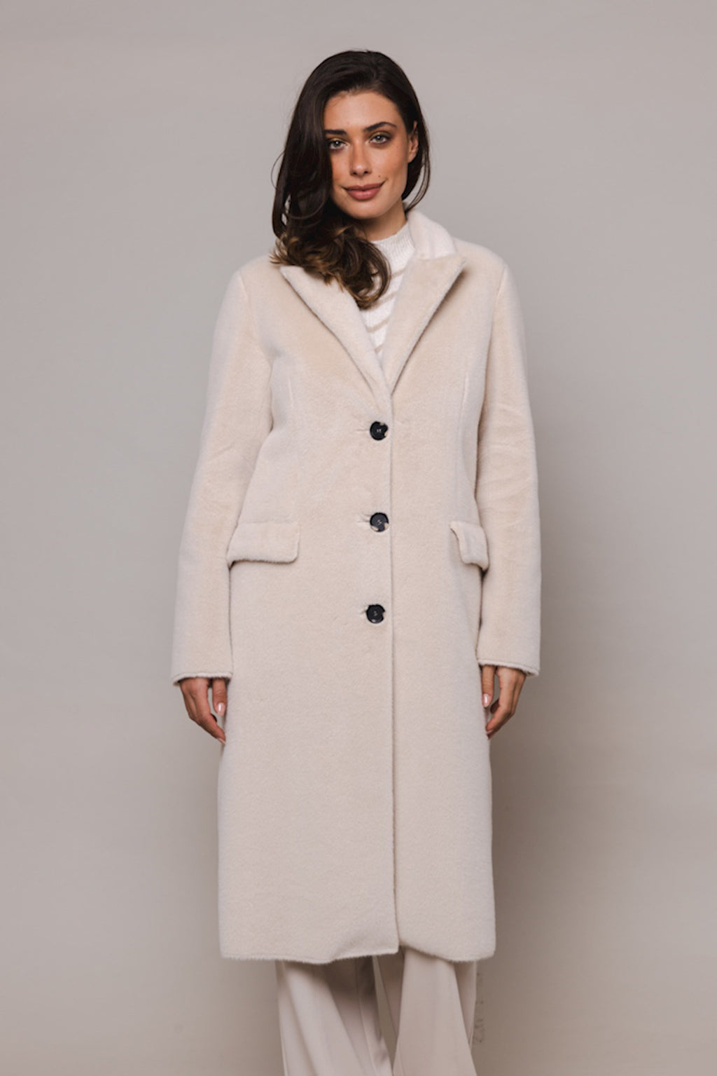 Rino & Pelle Coat SAAMI Single Breasted Faux Fur White - Sub Couture