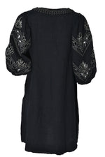 Scarlett Poppies Short Dress VALENTINA Linen Black - Sub Couture