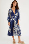 Traffic People Dress BETSY Tie Front Silky Spot Print Blue - Sub Couture