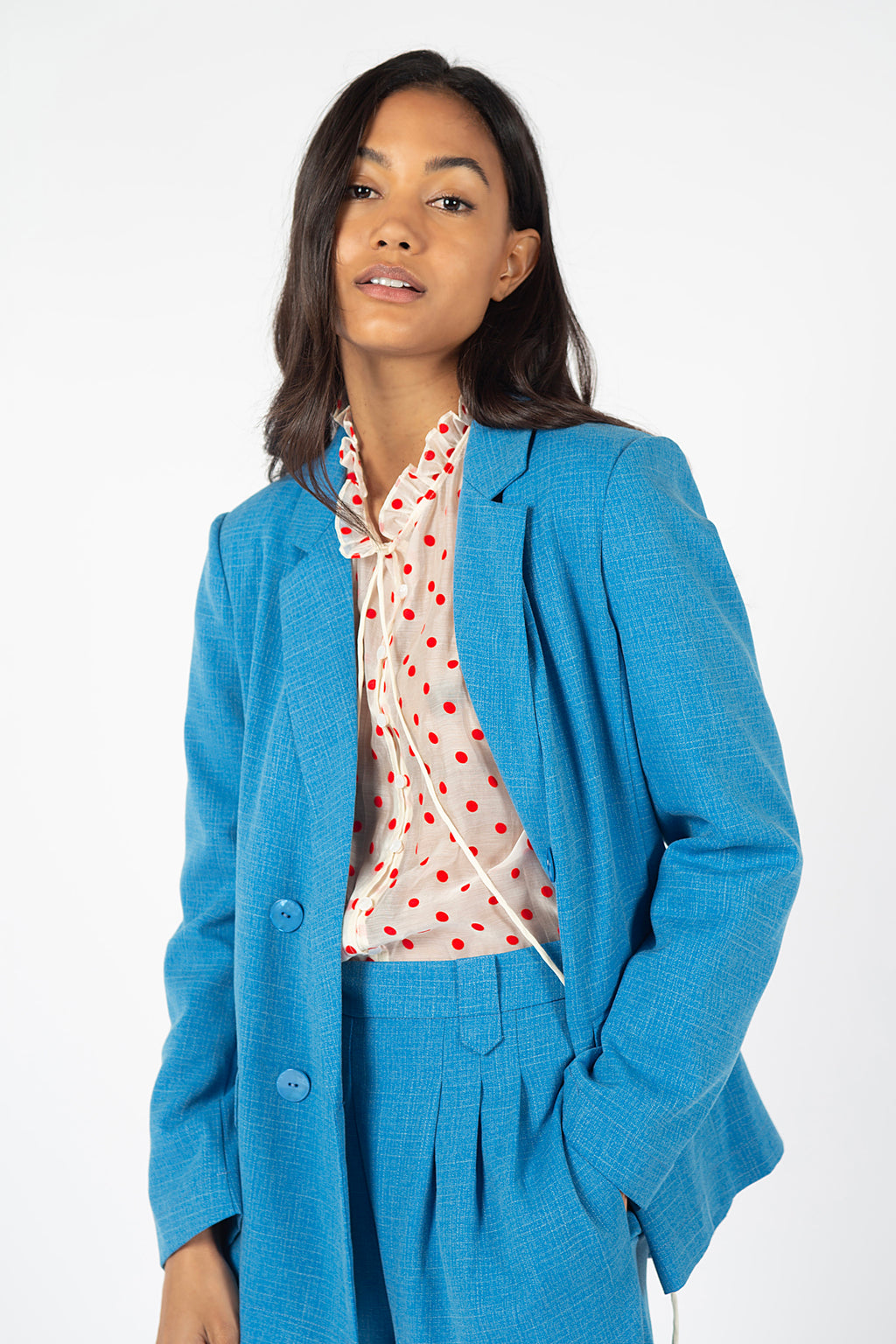 Traffic People Jacket AVA Double Breasted Blue - Sub Couture