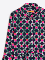 Vilagallo Dress ADRIANA Geometric Print Navy - Sub Couture