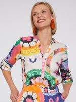 Vilagallo Shirt FRANCINA Suzani Print Cotton Satin Multi Coloured