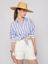 Vilagallo Shirt MAFALDA Linen Stripe Light Blue