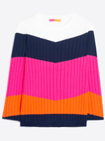 Vilagallo Sweater CANALE Chevron Rib White Navy Pink Orange