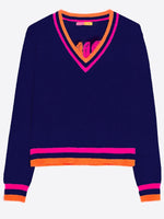 Vilagallo Sweater INTARSIA PULLOVER Funtastic V Neck Navy - Sub Couture