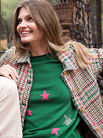 Villagallo Sweater INTARSIA Star Round Neck Green - Sub Couture