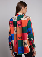 Vilagallo Shirt DONIA Silky Dog Print Multi - Sub Couture