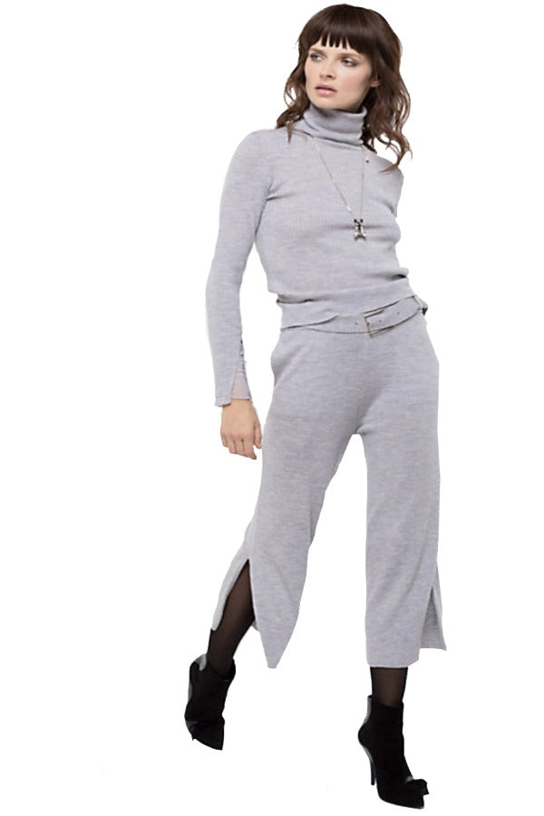 Patrizia Pepe Trousers Culottes Rib Grey - Sub Couture