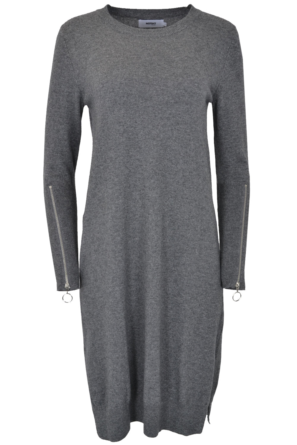 Not Shy Sweater Dress with Zip Sleeves Anthracite SERAPHINE - Sub Couture