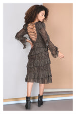 Blank RELIANA Tiered Embroidered Lace Dress Black & Pink - Sub Couture