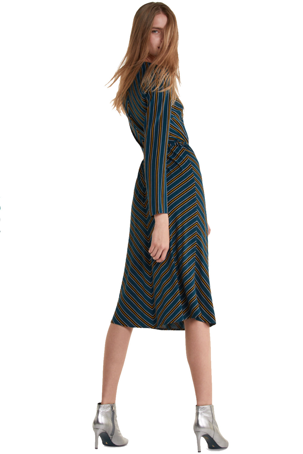 Patrizia Pepe Dress Dark Stripe Teal - Sub Couture