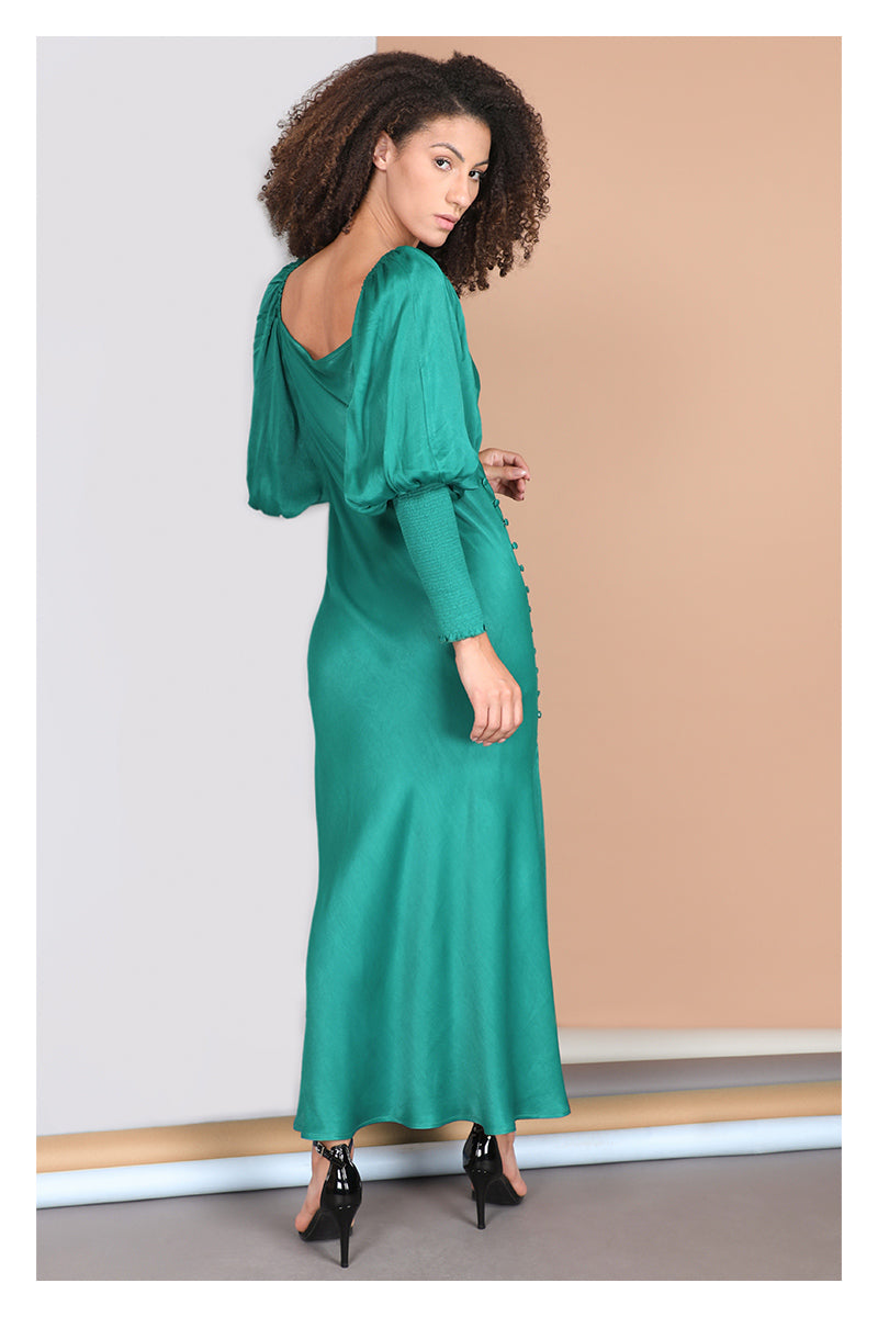 Blank EDIE Bias Silk Midi Dress Green - Sub Couture