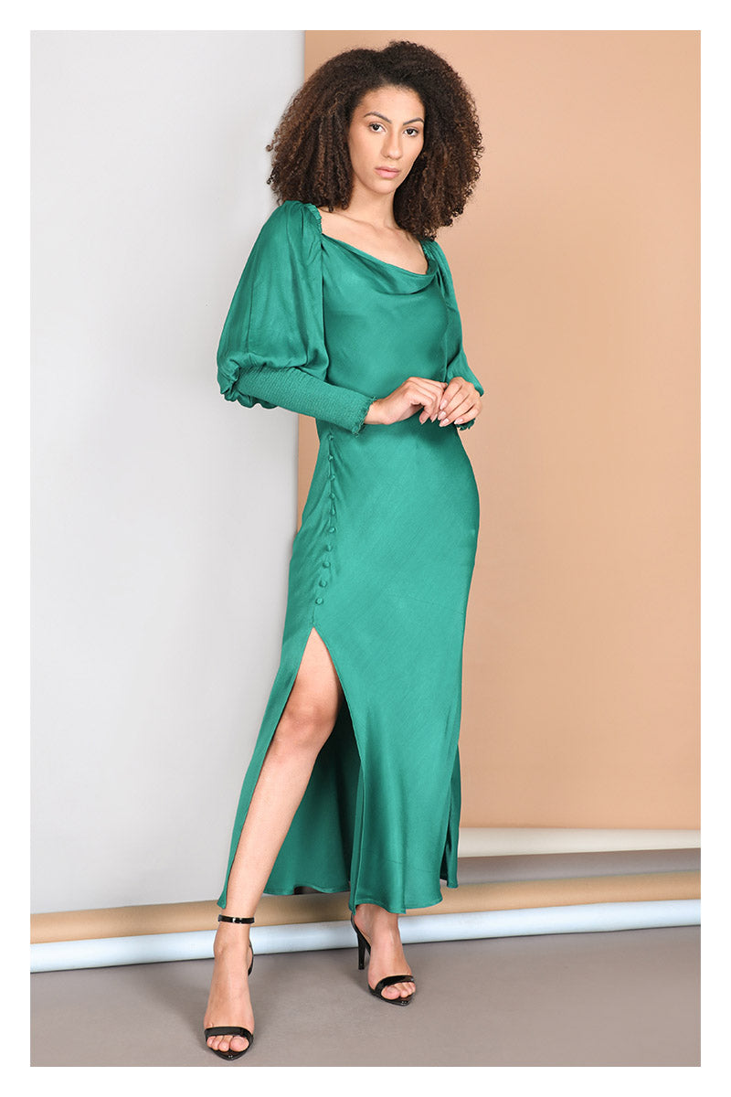 Blank London Dress Midi Green Bias Silk EDIE - Sub Couture