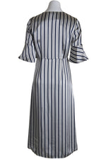 Twinset Milano Dress 191TP2459 Satin Stripe Blue Silver - Sub Couture