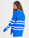 Cocoa Cashmere ANNIKA V Neck Double Stripe Jumper Electric blue - Sub Couture