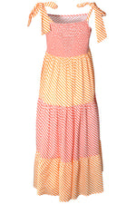 Dream Fashion CAPRI Tie Strap Tiered Maxi Dress Orange - Sub Couture