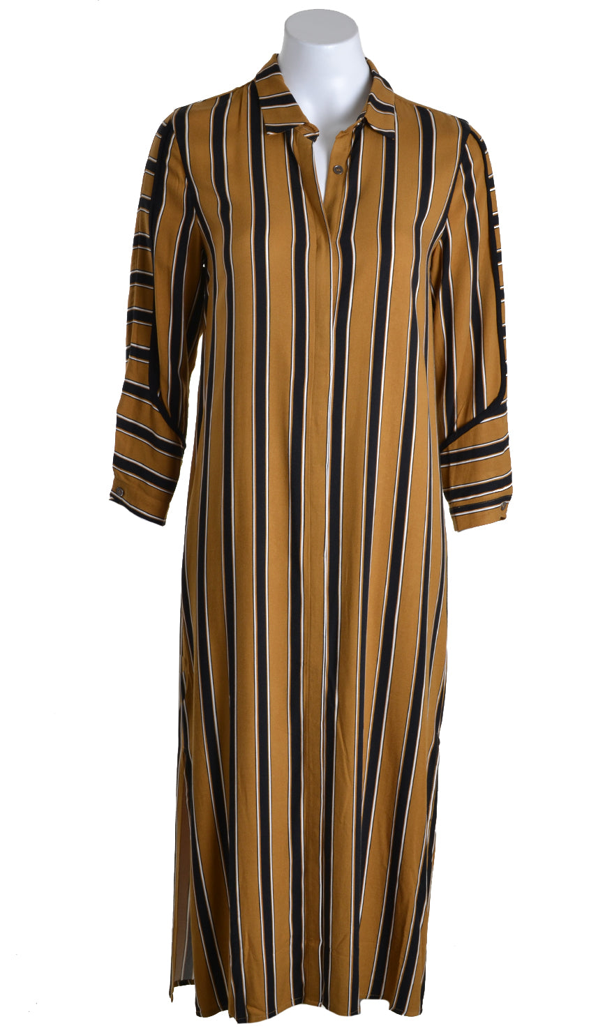 Nu Denmark Dress 5524-23 Stripe Shirt Style Bronze - Sub Couture