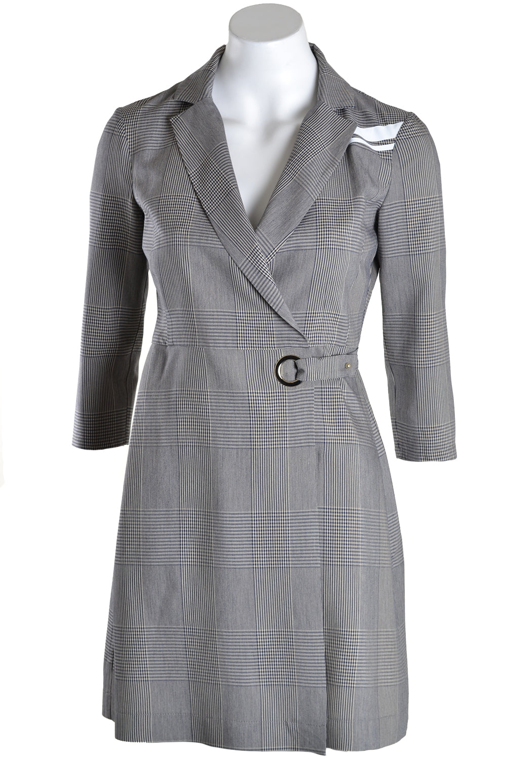 Patrizia Pepe Dress Check Asymmetric Moon Check Grey - Sub Couture
