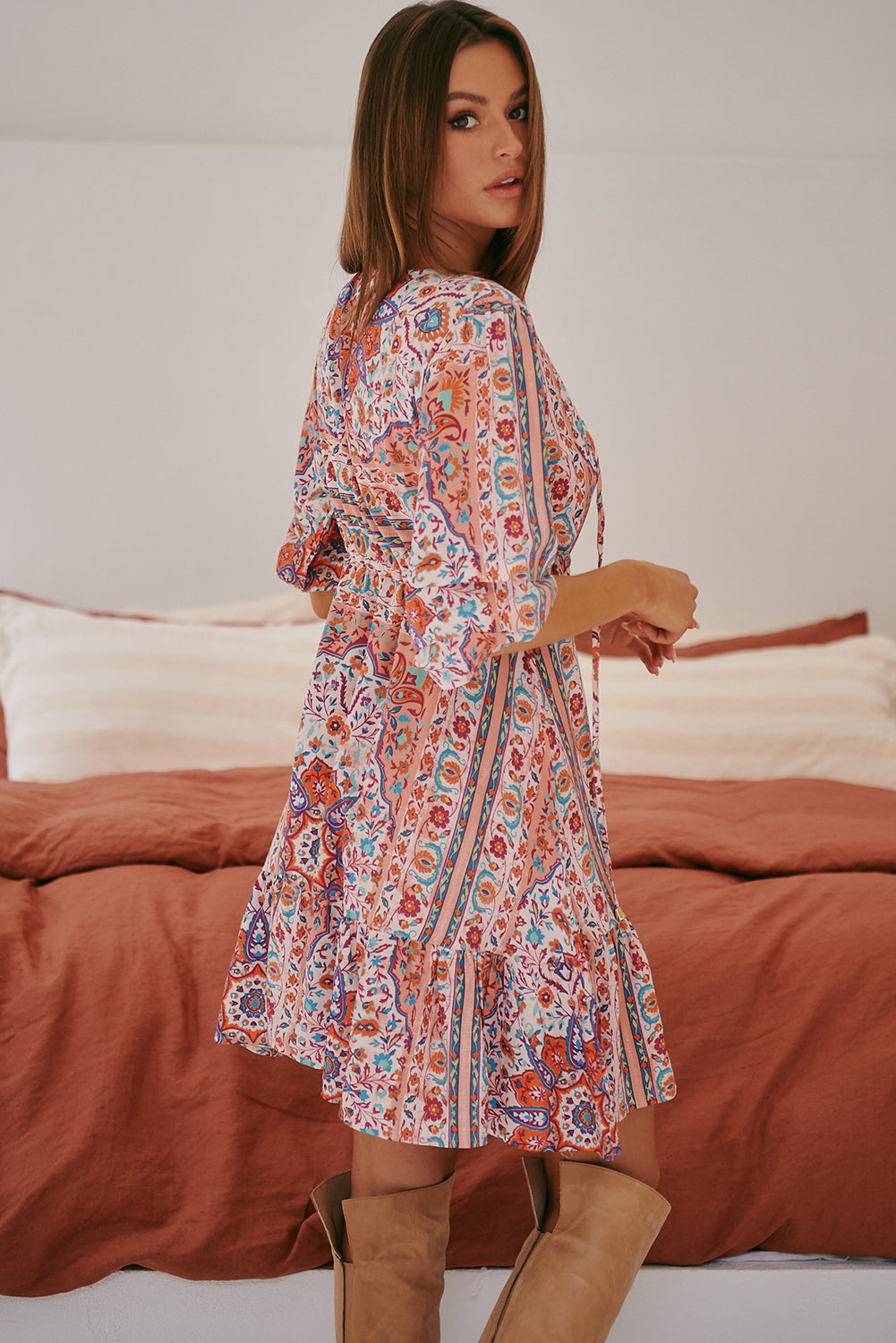 Jaase FAITH Mini Dress Clay Rose Print - Sub Couture