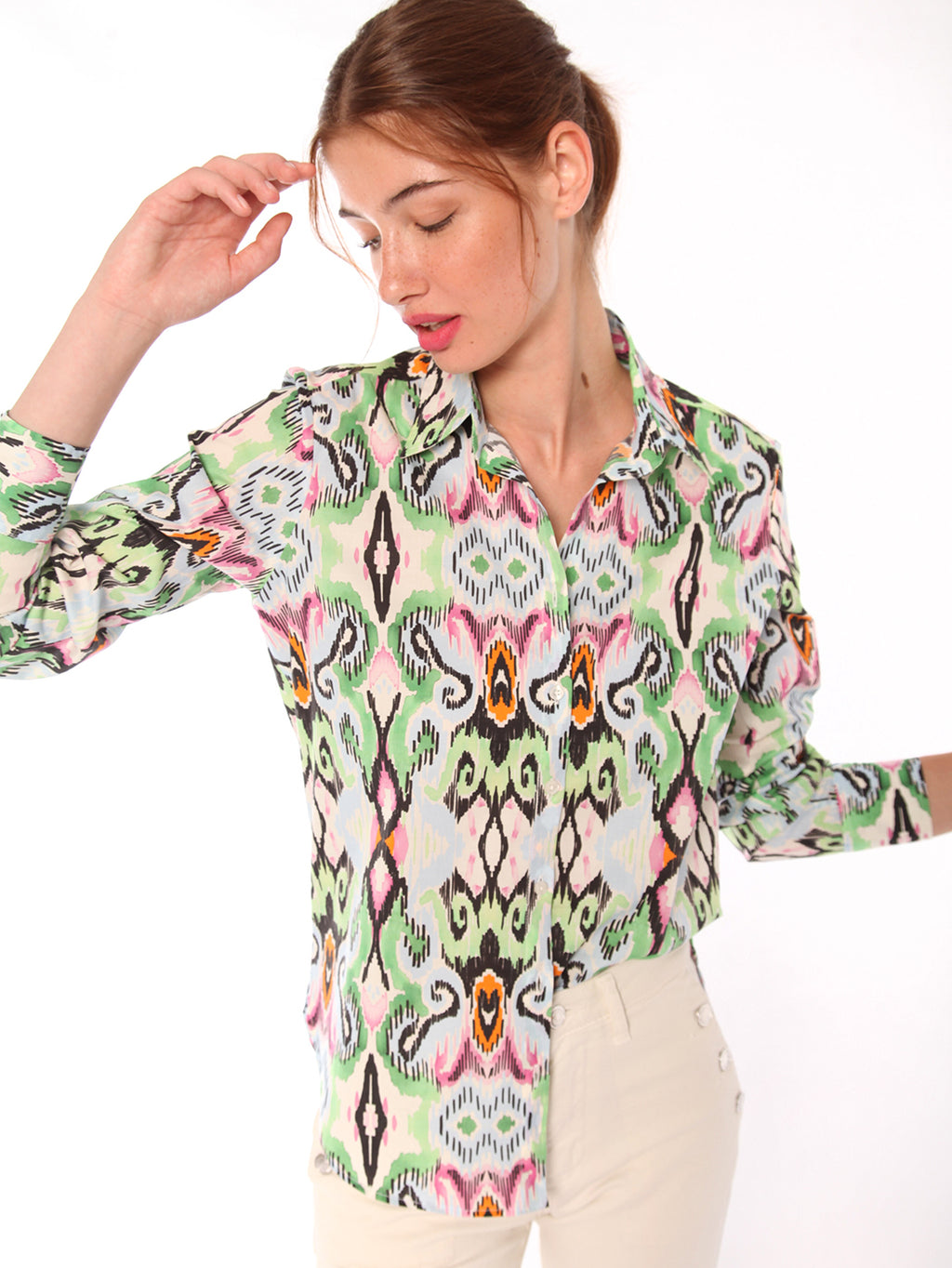 Vilagallo GABY  Stretch Cotton Ikat Shirt Mint - Sub Couture